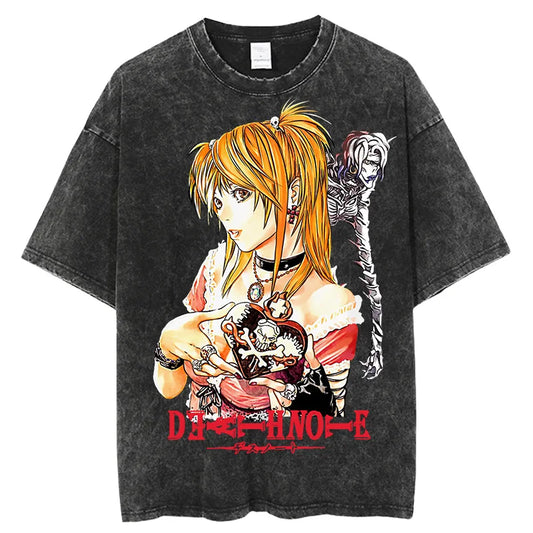 Hip Hop Oversize Washed T-Shirt Men Streetwear Anime Hunter X Hunter Graphic T Shirt Design Summer Short Sleeve Tshirt Harajuku
